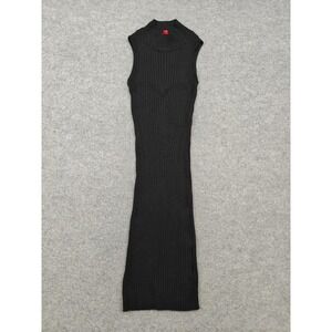 Sweater Land Sweater Dress Womens M Black Ribbed Mock Neck Bodycon Knee Length